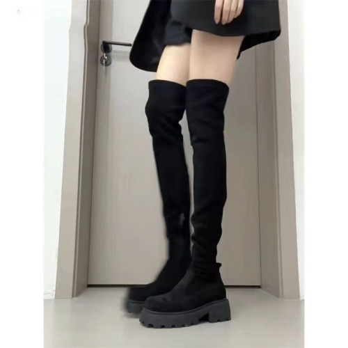 過膝靴女2024秋冬新款小個子長靴學院風長筒彈力靴厚底方頭騎士靴 過膝靴女2024秋冬新款小個子長靴學院風長筒彈力靴厚底方頭騎士靴