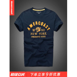 美洲海岸af美式休閒上衣男磨毛純棉圓領短袖t恤夏季運動潮牌男裝