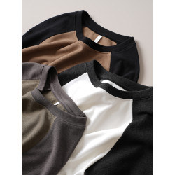 300G 恒溫雙面絨男士T恤插肩袖長袖打底衫保暖秋冬款男裝山東網店