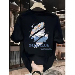 香港潮牌時尚短袖T恤男純棉百搭圓領重磅夏季氛圍感印花寬鬆半袖