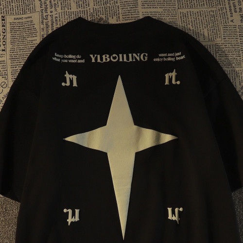 100%純棉美式復古街頭人像短袖t恤男女2026國潮歐美高街寬鬆半袖