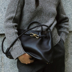 歐洲站B家編織真皮女包Andiamo蝴蝶結手提牛皮大容量單肩托特包潮