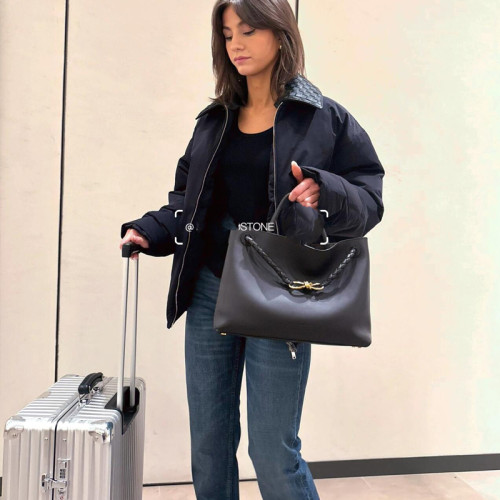 歐洲站B家編織真皮女包Andiamo蝴蝶結手提牛皮大容量單肩托特包潮