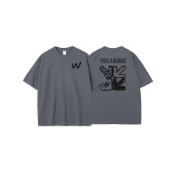 後背塗鴉印花短袖t恤男生潮牌夏季美式青少年高中生純棉白色上衣