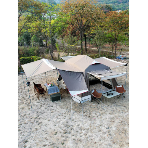 屋脊帳篷天幕二合一戶外全自動兩室一廳雙層野外露營鈦黑膠防雨 屋脊帳篷天幕二合一戶外全自動兩室一廳雙層野外露營鈦黑膠防雨