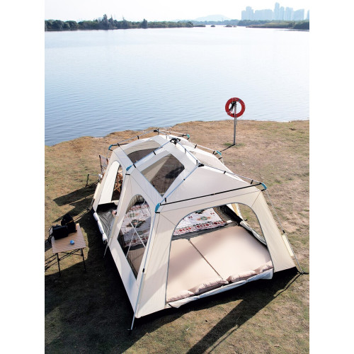 屋脊帳篷天幕二合一戶外全自動兩室一廳雙層野外露營鈦黑膠防雨 屋脊帳篷天幕二合一戶外全自動兩室一廳雙層野外露營鈦黑膠防雨