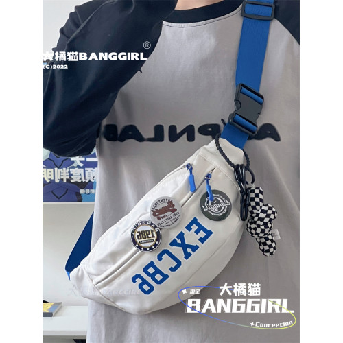 美式復古字母胸包男運動滑板斜背後後背包日系ins潮牌港風百搭腰包女 美式復古字母胸包男運動滑板斜背後後背包日系ins潮牌港風百搭腰包女