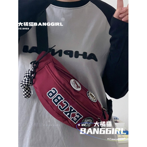 美式復古字母胸包男運動滑板斜背後後背包日系ins潮牌港風百搭腰包女 美式復古字母胸包男運動滑板斜背後後背包日系ins潮牌港風百搭腰包女