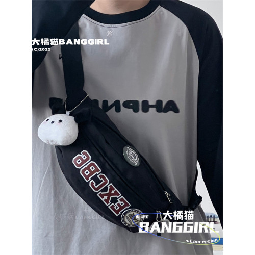 美式復古字母胸包男運動滑板斜背後後背包日系ins潮牌港風百搭腰包女 美式復古字母胸包男運動滑板斜背後後背包日系ins潮牌港風百搭腰包女