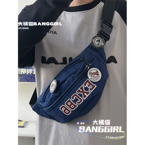 美式復古字母胸包男運動滑板斜背後後背包日系ins潮牌港風百搭腰包女 美式復古字母胸包男運動滑板斜背後後背包日系ins潮牌港風百搭腰包女