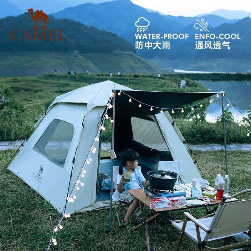 駱駝戶外海鷗黑膠自動帳篷戶外折曡可攜式野營過夜3-4人露營帳篷