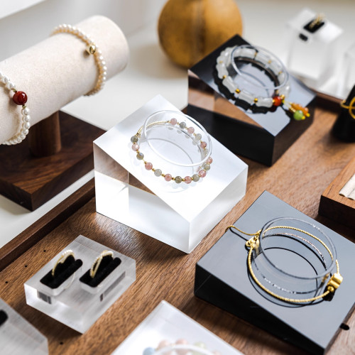 亞克力手串展示架首飾手鐲手鏈手圍水晶斜坡收納飾品櫃台擺攤陳列