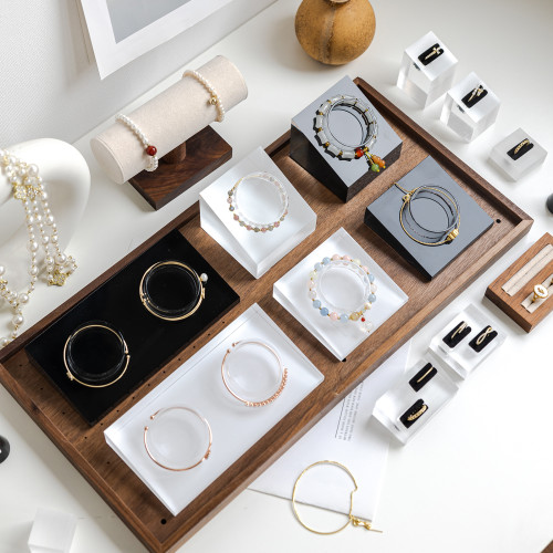 亞克力手串展示架首飾手鐲手鏈手圍水晶斜坡收納飾品櫃台擺攤陳列