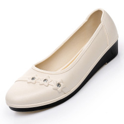 女士雨鞋短筒中跟塑膠鞋廚房工作鞋護士純色防滑水鞋軟底輕便時尚