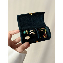 精緻可攜式迷你首飾收納盒女出差旅行防氧化戒指珠寶輕奢絨布飾品盒