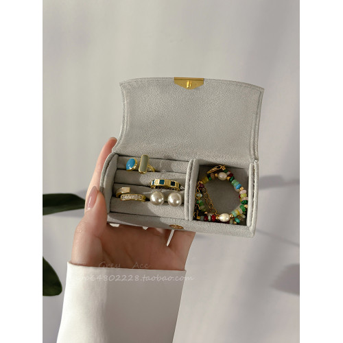 精緻可攜式迷你首飾收納盒女出差旅行防氧化戒指珠寶輕奢絨布飾品盒