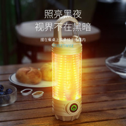 微笑鯊可攜式可充電掛鉤隨身後後背包信號燈三色光迷你卡釦露營手電筒