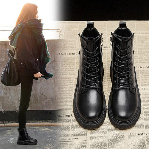馬丁靴女2026新款春秋季爆款英倫風厚底瘦瘦短靴黑色靴子百搭單靴