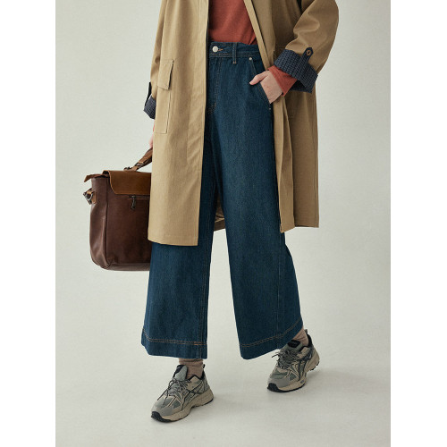 「北島AMUU」復古法式高腰濶腿顯瘦加絨牛仔褲女春秋季直筒褲子 「北島AMUU」復古法式高腰濶腿顯瘦加絨牛仔褲女春秋季直筒褲子