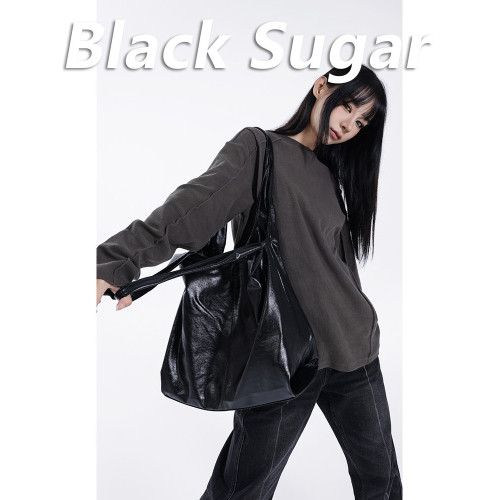 BlackSugar 巴士極簡軟軟大容量單肩腋下包小衆流浪風托特包