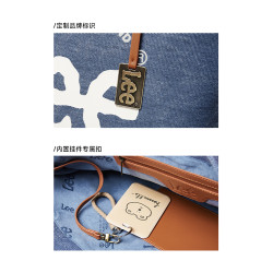 Lee牛仔大容量托特包女生休閒通勤單肩包時尚潮流手提上課電腦包