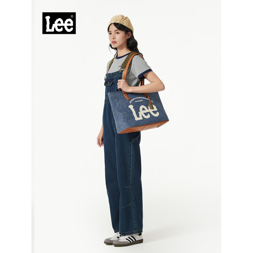 Lee牛仔大容量托特包女生休閒通勤單肩包時尚潮流手提上課電腦包
