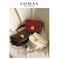 馬鞍包包女士2026新款百搭單肩斜後後背包女款紅色小衆通勤腋下女包小