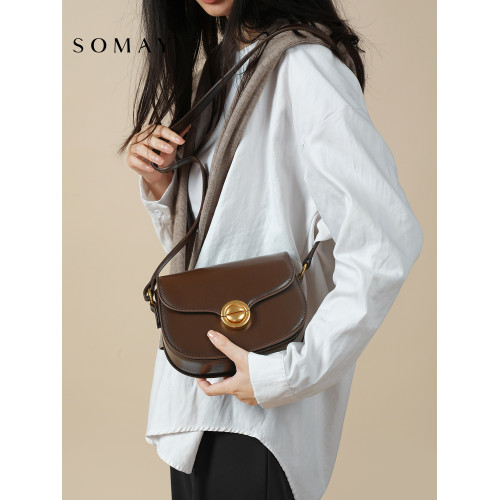 馬鞍包包女士2026新款百搭單肩斜後後背包女款紅色小衆通勤腋下女包小