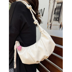 夏天銀色超火可頌褶皺牛角包包女式2025新款高級感小衆斜背餃子包