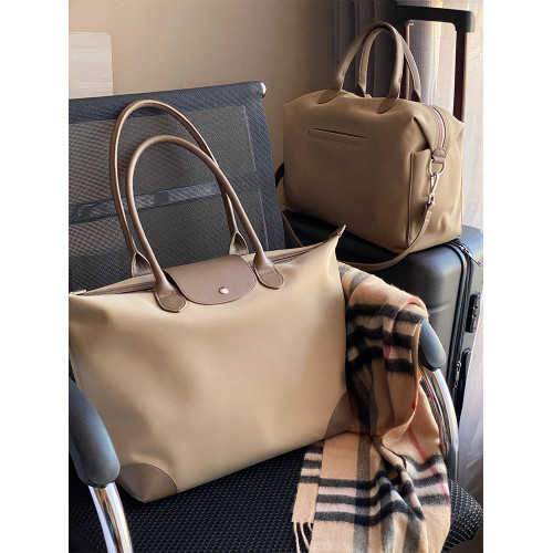 CENGE尼龍布拼牛皮大容量托特包電腦通勤包手提女包旅行包餃子包