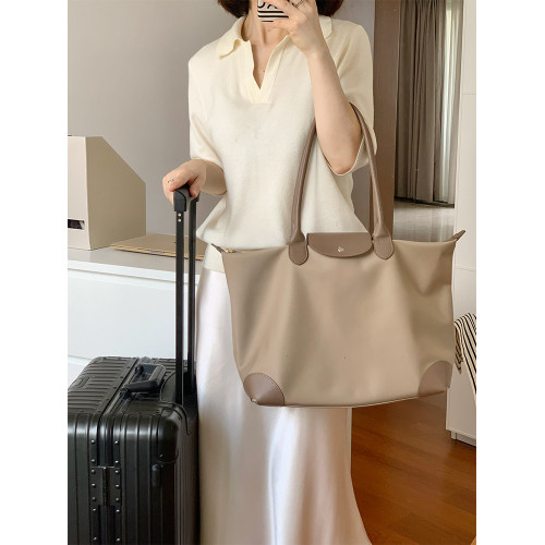 CENGE尼龍布拼牛皮大容量托特包電腦通勤包手提女包旅行包餃子包