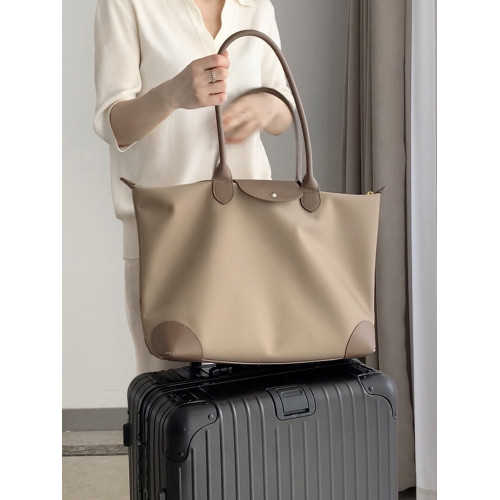 CENGE尼龍布拼牛皮大容量托特包電腦通勤包手提女包旅行包餃子包