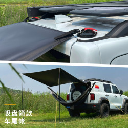 簡森戶外全黑膠雙翼型車尾帳篷吊床車用天幕側邊帳遮陽棚雨蓬露營