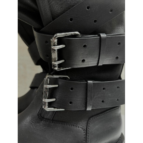 米奇大頭馬丁靴男女同款皮帶釦暗黑工裝靴子復古機車靴毒液時裝靴