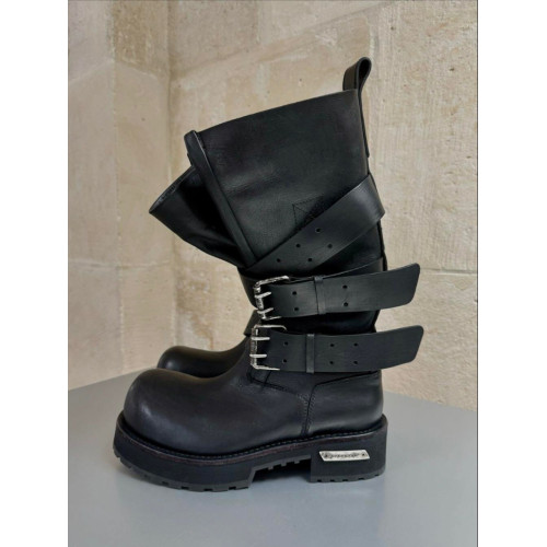 米奇大頭馬丁靴男女同款皮帶釦暗黑工裝靴子復古機車靴毒液時裝靴