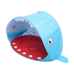 全自動速開兒童沙灘帳篷簡易可攜式可愛鯊魚小孩海邊玩沙遮陽遊戯屋