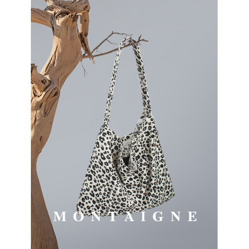 法國Montaigne/矇田慵懶風碎花豹紋小衆通勤大容量單肩韓系帆布包 法國Montaigne/矇田慵懶風碎花豹紋小衆通勤大容量單肩韓系帆布包