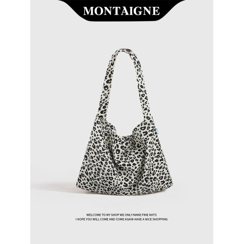 法國Montaigne/矇田慵懶風碎花豹紋小衆通勤大容量單肩韓系帆布包 法國Montaigne/矇田慵懶風碎花豹紋小衆通勤大容量單肩韓系帆布包