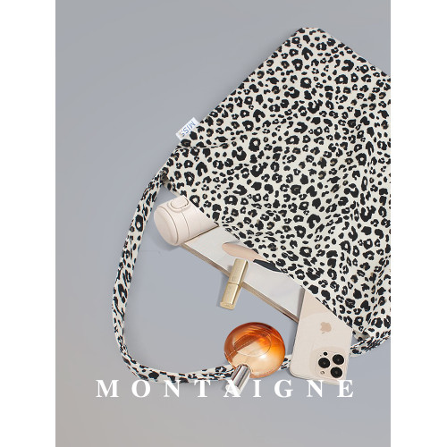 法國Montaigne/矇田慵懶風碎花豹紋小衆通勤大容量單肩韓系帆布包 法國Montaigne/矇田慵懶風碎花豹紋小衆通勤大容量單肩韓系帆布包
