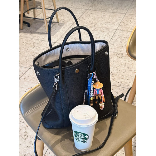 黑色真皮大容量托特包包女2025新款輕奢小衆高級感手提斜背花園包 黑色真皮大容量托特包包女2025新款輕奢小衆高級感手提斜背花園包