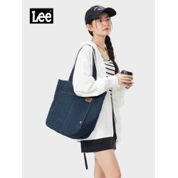 Lee官方丹甯牛仔托特包女生大容量單肩包戶外通勤包收納袋腋下包
