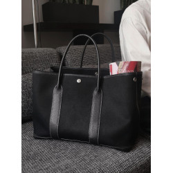 黑色真皮帆布大容量托特包包女2026新款高級感通勤手提單肩花園包