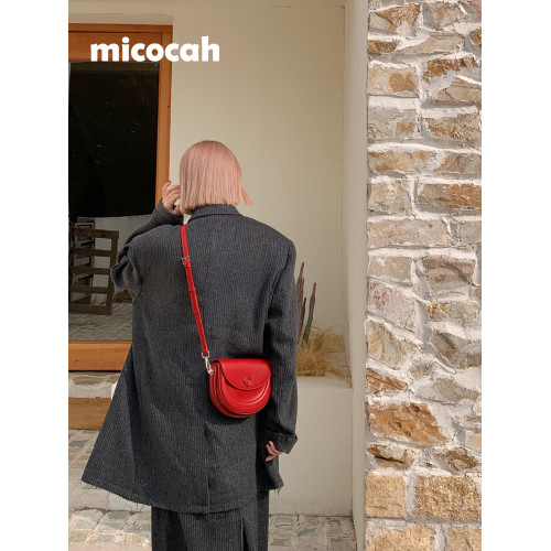 Micocah「微笑印記」新款復古馬鞍包女單肩手提包百搭小衆斜後後背包