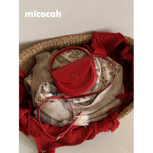 Micocah「微笑印記」新款復古馬鞍包女單肩手提包百搭小衆斜後後背包