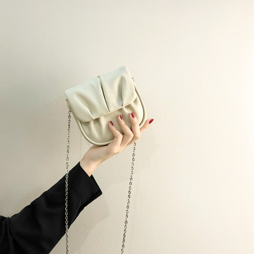 小衆設計小包包女夏2026新款潮褶皺鏈條斜後後背包百搭迷你小包馬鞍包