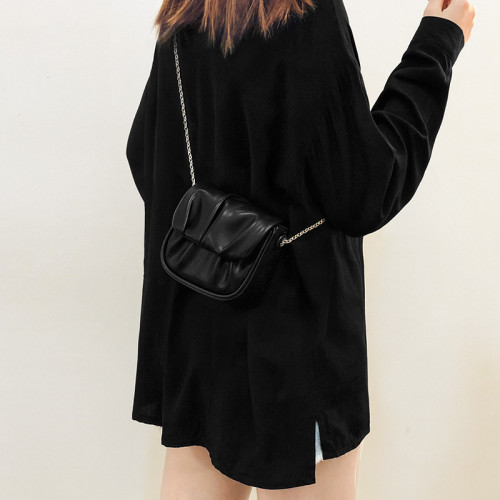 小衆設計小包包女夏2026新款潮褶皺鏈條斜後後背包百搭迷你小包馬鞍包