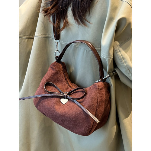 包包女手提包小拎包質感斜後後背包精緻小包包女式2025新款麂皮馬鞍包