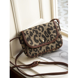 復古豹紋小衆帆布女秋冬小巧輕便小包包女遛彎通勤放手機包斜後後背包