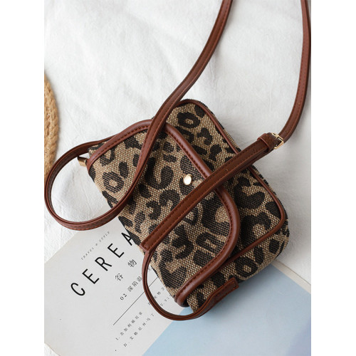 復古豹紋小衆帆布女秋冬小巧輕便小包包女遛彎通勤放手機包斜後後背包