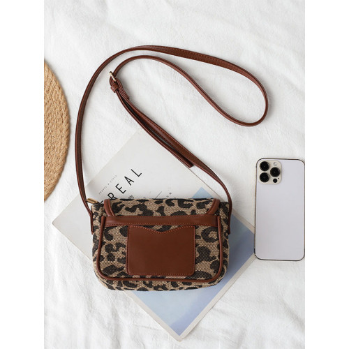 復古豹紋小衆帆布女秋冬小巧輕便小包包女遛彎通勤放手機包斜後後背包